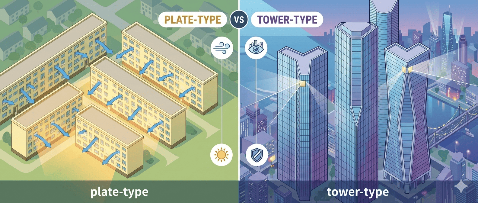 판상형 vs 타워형 아파트 완벽 비교 가이드: 나에게 맞는 구조는?
